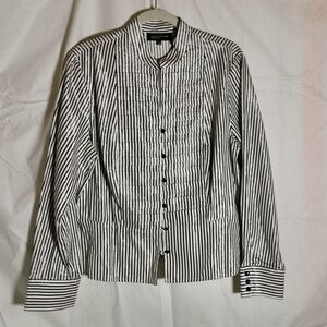 Jones New York Black and White Striped Ladies Shirt